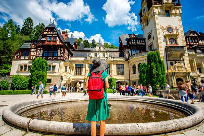 Bran Castle & Dracula Tours from Bucharest 3 tourist at peles castle