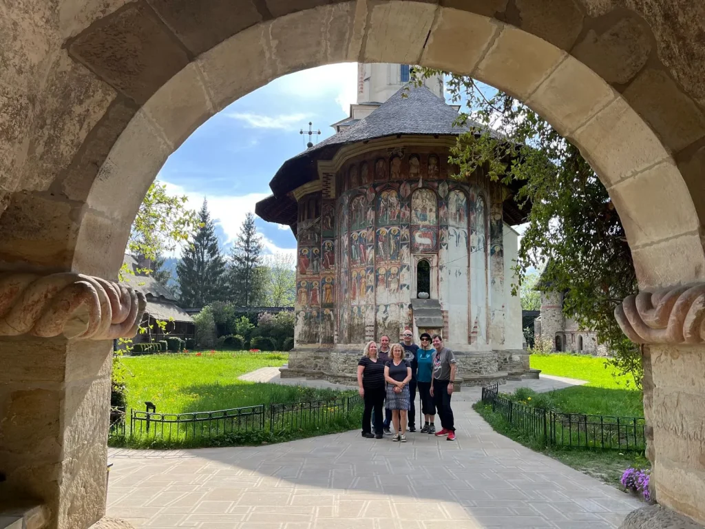 rolandia tourists at moldovita monastery