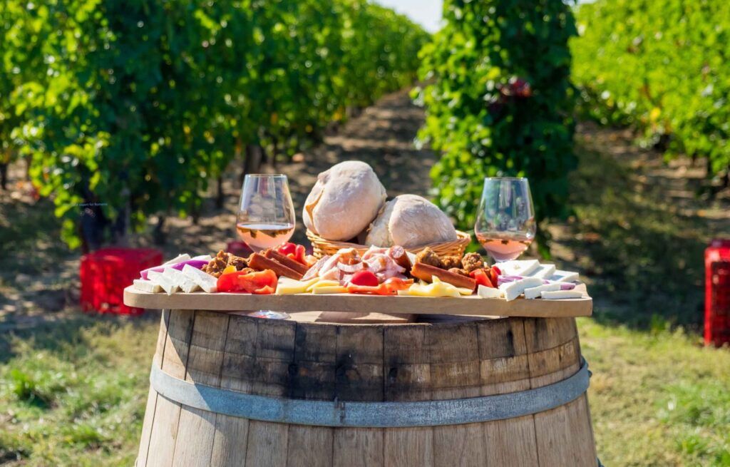 Romanian drinks: wine tasting in vneyard
